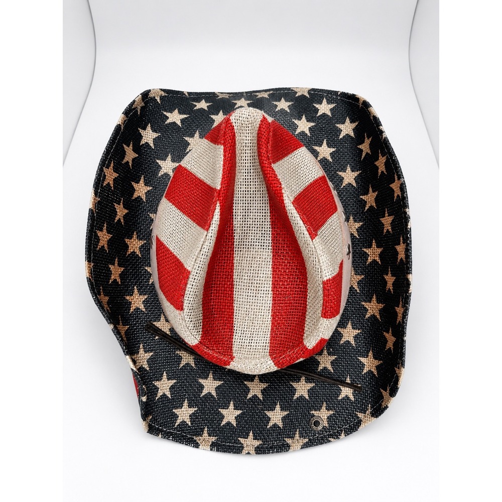 Peter Grimm American Flag Straw Cowboy Hat Stars Stripes Patriotic Unisex OS - Picture 3 of 6